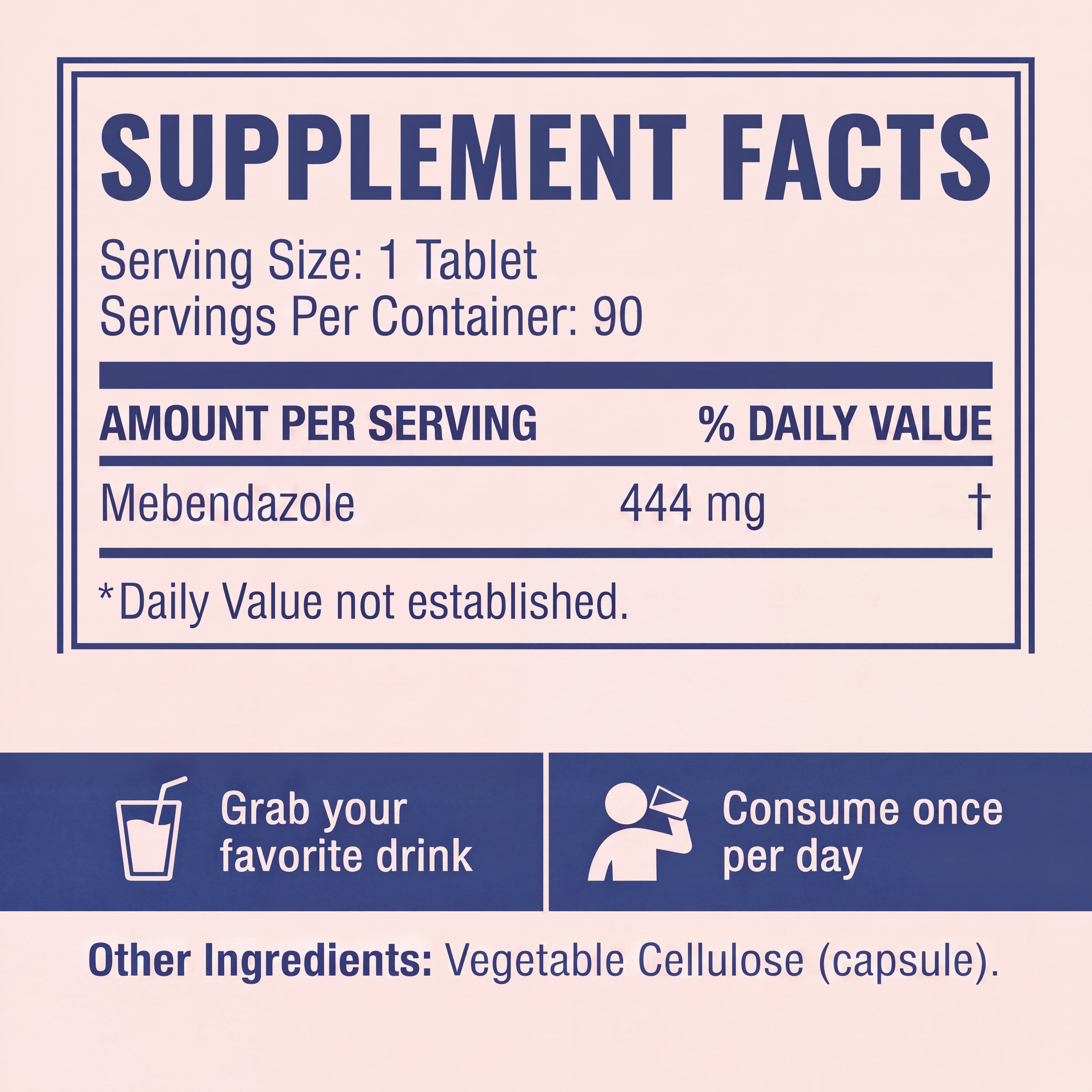 Mebendazole 444MG, 99% Purity