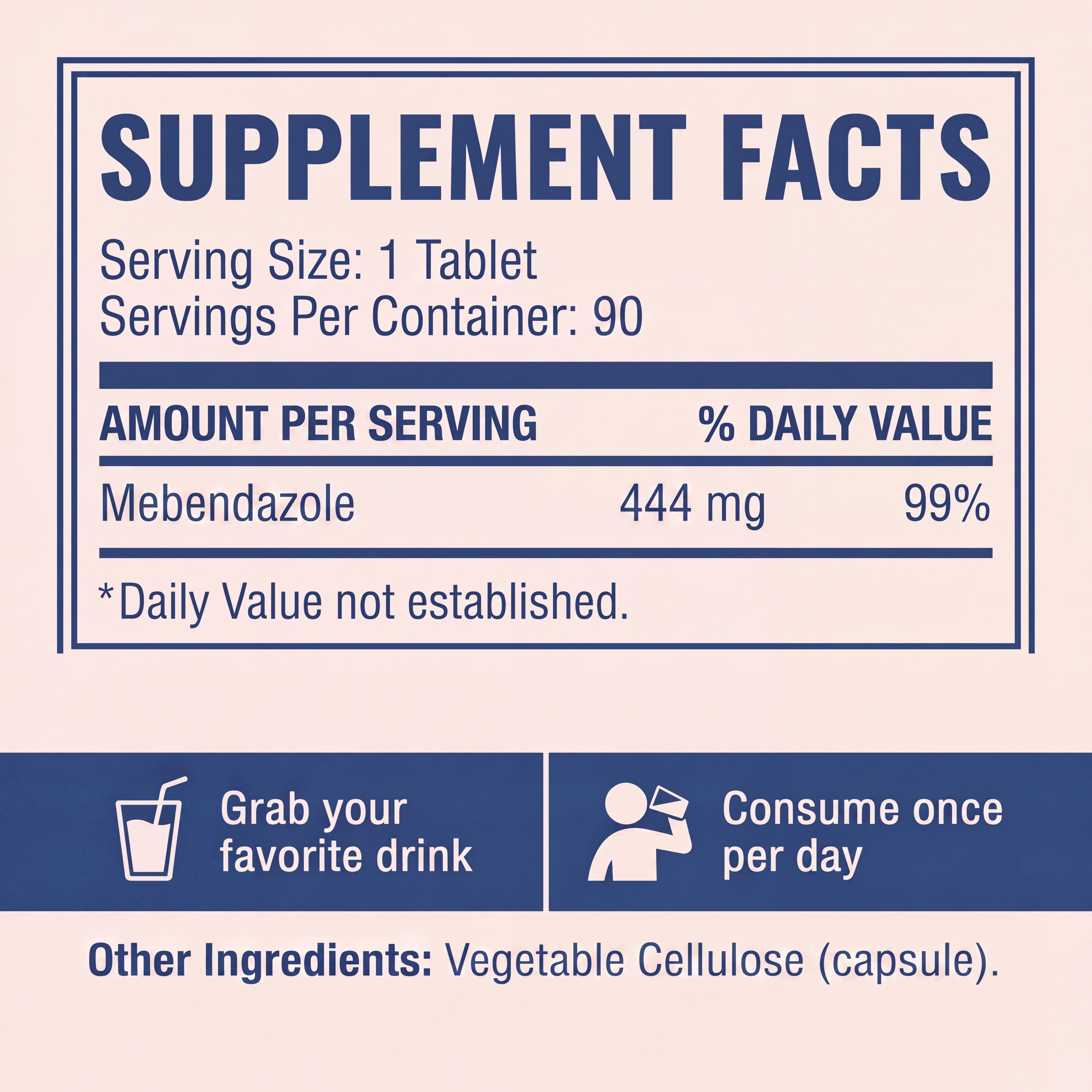 Mebendazole 444MG, 99% Purity